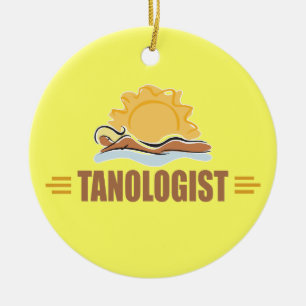 Funny Sun Tanning Ceramic Ornament