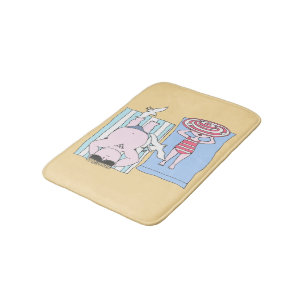 Funny Sunbathing Couple Cartoon Seaside Art Bath Mat