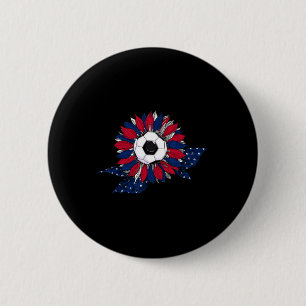 Funny Sunflower And Soccer Ll With American Flag 4 6 Cm Round Badge