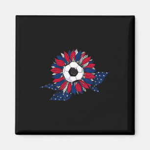 Funny Sunflower And Soccer Ll With American Flag 4 Magnet