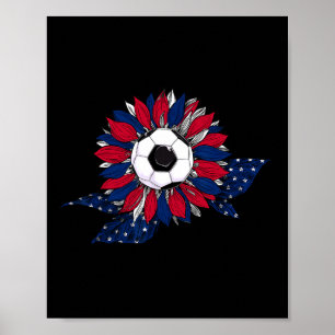 Funny Sunflower And Soccer Ll With American Flag 4 Poster