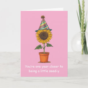 Funny Sunflower Birthday Seed-y Humour Fun Card