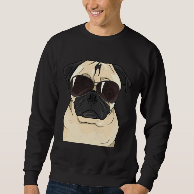 Funny Sunglass Pug T shirt Tee for Pet Lovers Esse (Front)