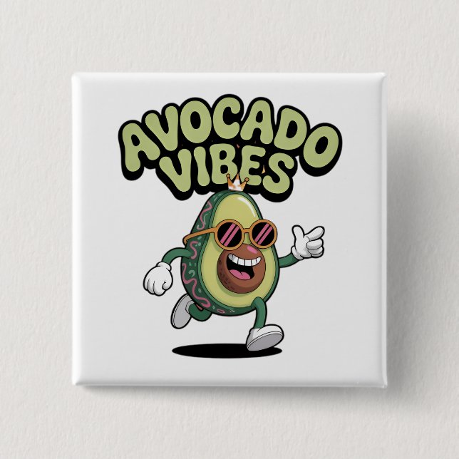 Funny Sunglasses Avocado 15 Cm Square Badge (Front)