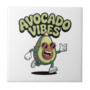 Funny Sunglasses Avocado Ceramic Tile