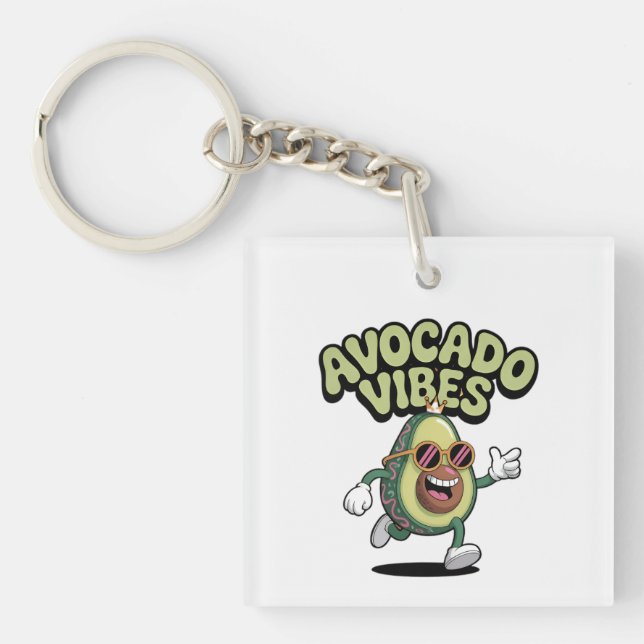 Funny Sunglasses Avocado Key Ring (Front)