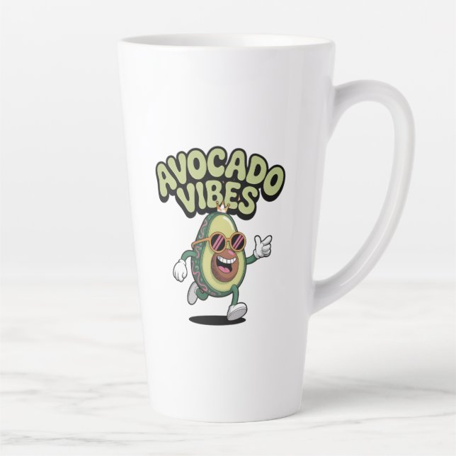 Funny Sunglasses Avocado Latte Mug (Right)