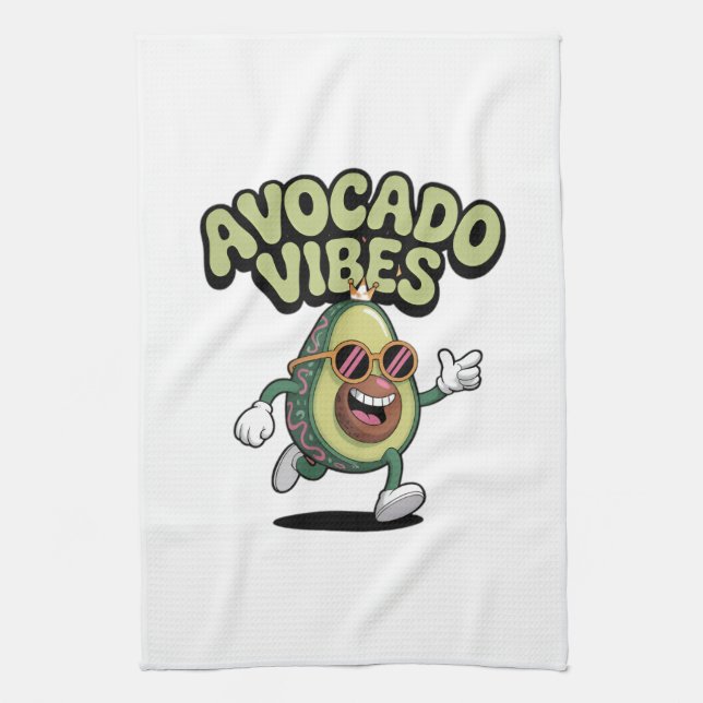Funny Sunglasses Avocado Tea Towel (Vertical)