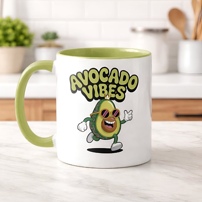 Funny Sunglasses Avocado Two-Tone Coffee Mug (Creator Uploaded)