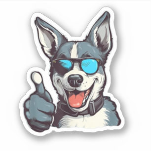 Funny sunglasses dog with thumbs up