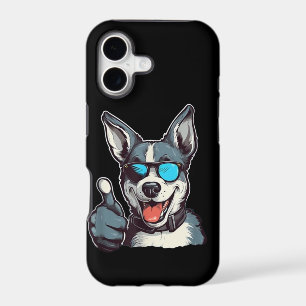 Funny sunglasses dog with thumbs up