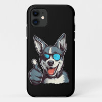 Funny sunglasses dog with thumbs up