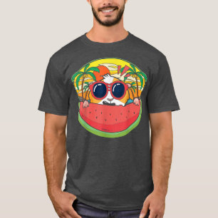 Funny Sunglasses Guinea Pig Palm Trees Fruit Water T-Shirt
