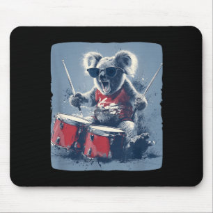 Funny Sunglasses Koala Bear with Drums Graphic Mouse Pad
