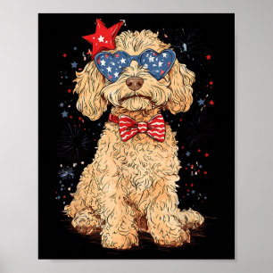 Funny Sungles Patriotic Goldendoodle Merica 4th Of Poster