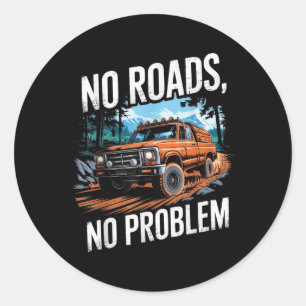 Funny Sunset 4x4 Car Off Road Wave Big Cars Drivin Classic Round Sticker