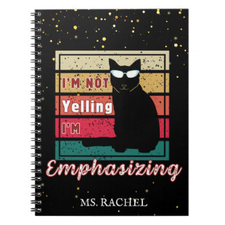 Funny Sunset Grid Cat Lover Teacher Notebook