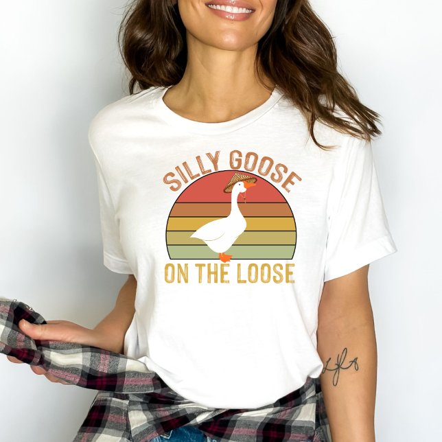 Funny Sunset Silly Goose on the Loose T-Shirt (Creator Uploaded)
