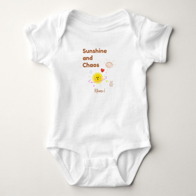Funny "Sunshine and Chaos" Baby T-Shirt - Cute Kaw Bodysuit (Front)