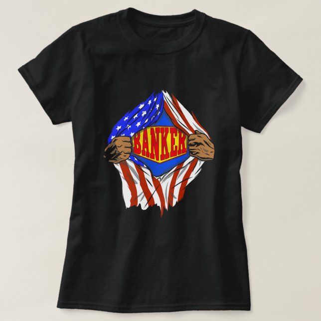 Funny Super Banker Hero Job T-Shirt (Design Front)