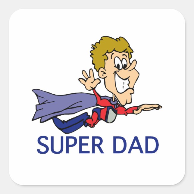 Funny Super Dad Square Sticker (Front)