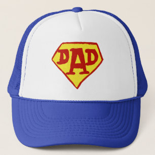 Funny Super Hero Dad Fathers Day Blue Vintage Trucker Hat