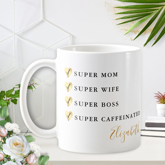 Funny Super Mum Wife Boss Personalised Coffee Mug (Creator Uploaded)