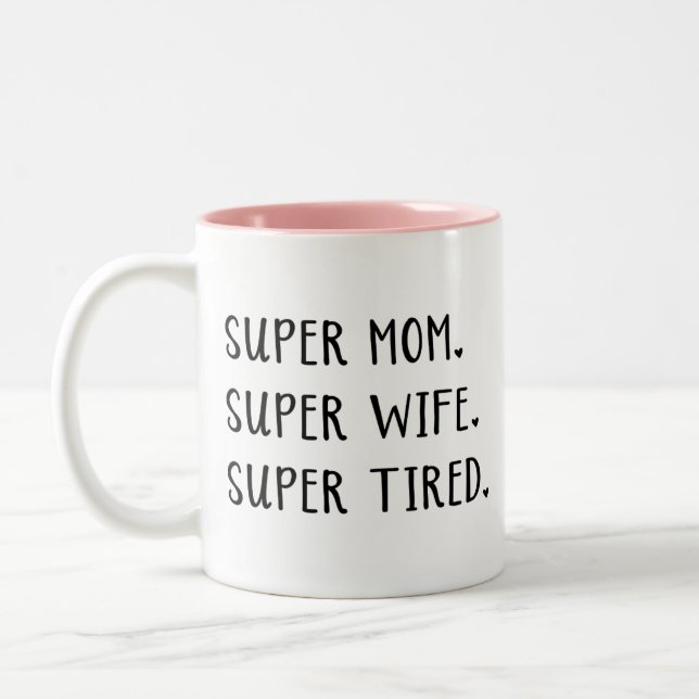 Funny Super Mum Wife Coffee Mug (Left)