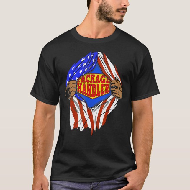 Funny Super Package Handler Hero Job T-Shirt (Front)