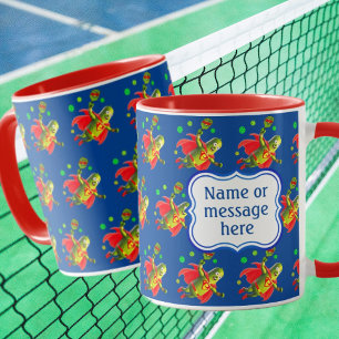 Funny Super Pickleman on Blue Personalised Mug