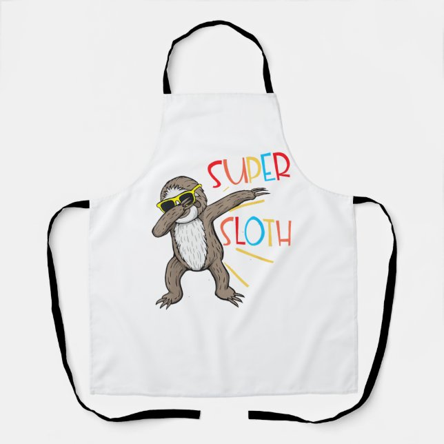 Funny Super Sloth Superhero Dabbing Dance Move Dab Apron (Front)