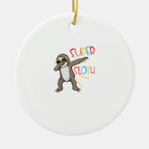 Funny Super Sloth Superhero Dabbing Dance Move Dab Ceramic Ornament