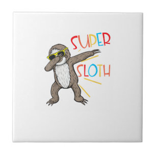 Funny Super Sloth Superhero Dabbing Dance Move Dab Ceramic Tile