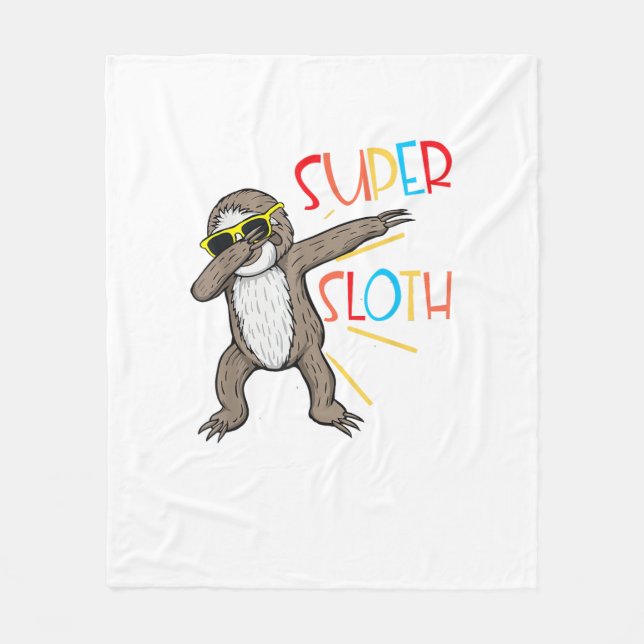 Funny Super Sloth Superhero Dabbing Dance Move Dab Fleece Blanket (Front)