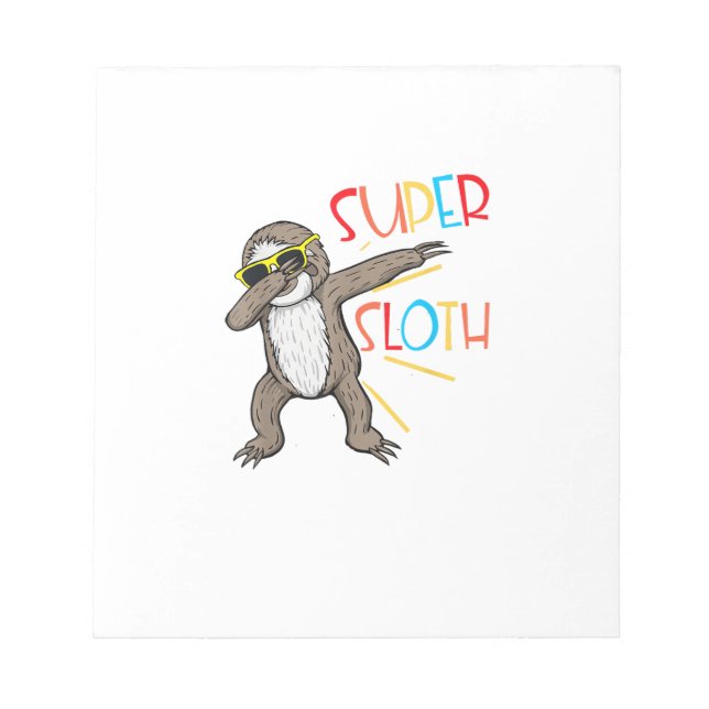 Funny Super Sloth Superhero Dabbing Dance Move Dab Notepad (Front)