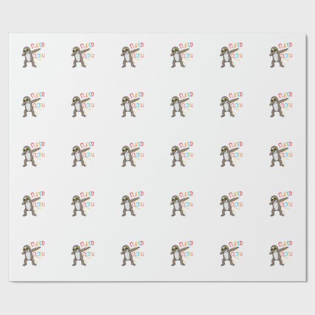 Funny Super Sloth Superhero Dabbing Dance Move Dab Wrapping Paper (Flat)