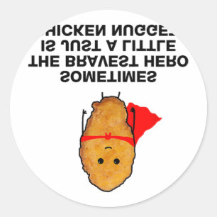 Funny Superhero Chicken Nugget Chicken Nuggets Shi Classic Round Sticker