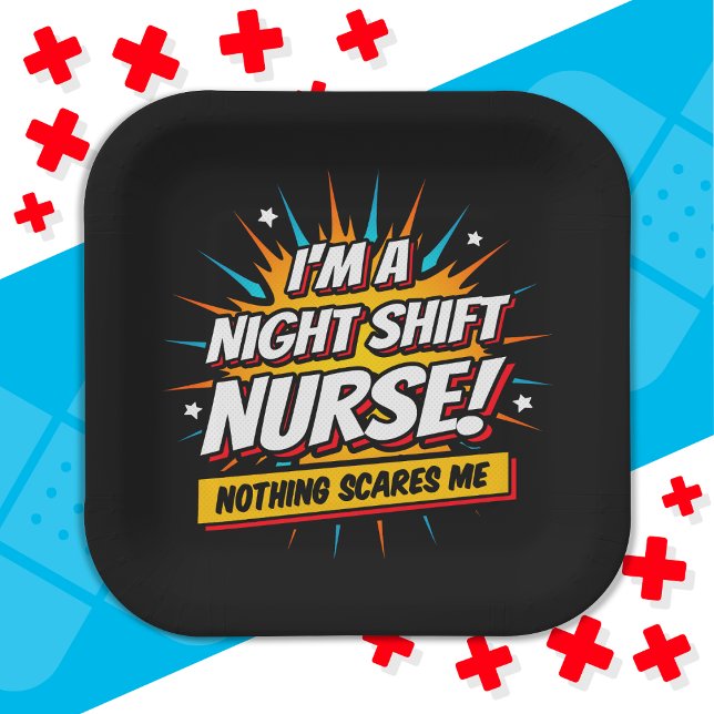 Funny Superhero Night Shift Nurse Appreciation Paper Plate (Creator Uploaded)