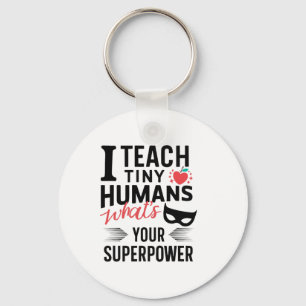 Funny Superhero Teacher Teaching Superpower To Tin Key Ring