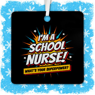Funny Superpower School Nurse Appreciation Metal Tree Decoration