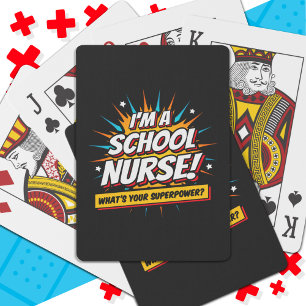Funny Superpower School Nurse Appreciation Playing Cards