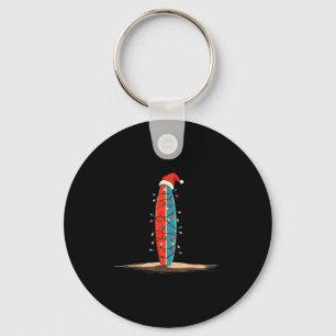 Funny Surf Christmas Lights Lover Surfboard Surfin Key Ring