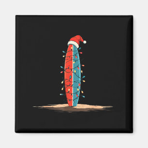 Funny Surf Christmas Lights Lover Surfboard Surfin Magnet