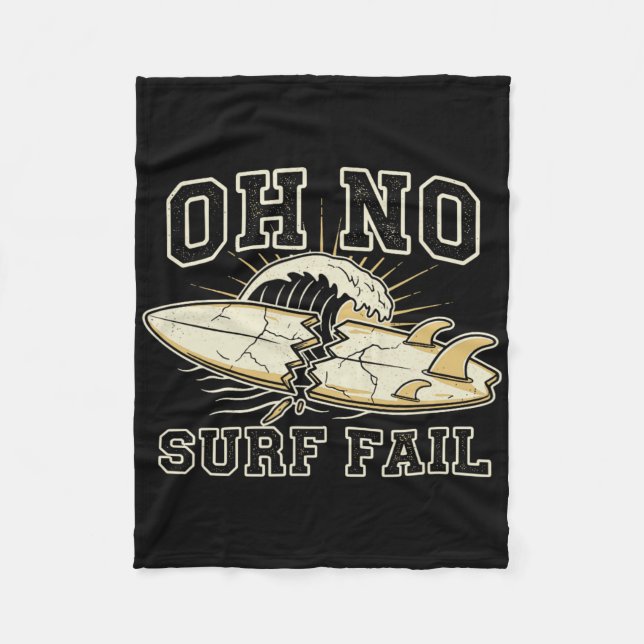 Funny Surf Fail Surfboard Graphic  Fleece Blanket (Front)