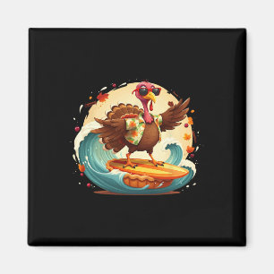 Funny Surf Hawaiian Turkey Surfing Pumpkin Pie Tha Magnet