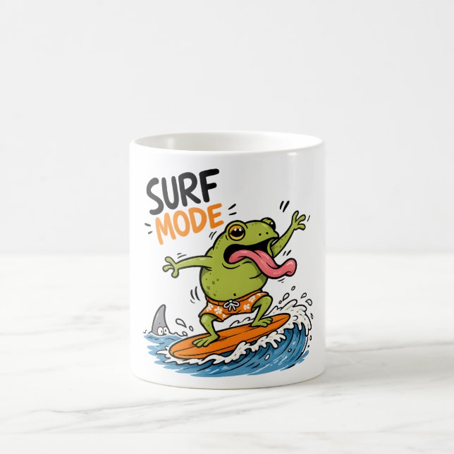 Funny Surf Mode Frog|Silly Frog Summer  Coffee Mug (Center)
