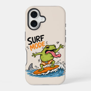 Funny Surf Mode Frog Silly Frog Summer iPhone 16 Case