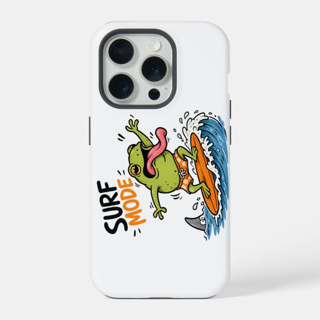 Funny Surf Mode Frog|Silly Frog Summer  iPhone Case (Back)