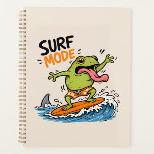 Funny Surf Mode Frog Silly Frog Summer Planner