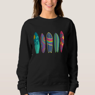 Funny Surfboard Art Summer Surf Surfing Beach Surf Sweatshirt